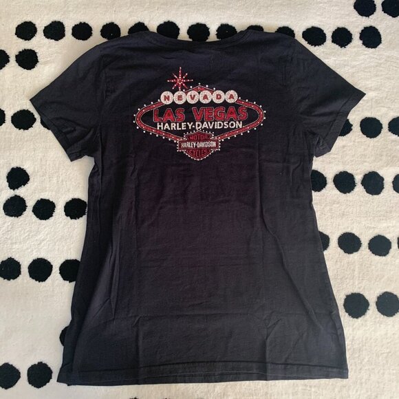 Harley Davidson Las Vegas Rhinestone Bling Graphic Tee - Picture 3 of 9